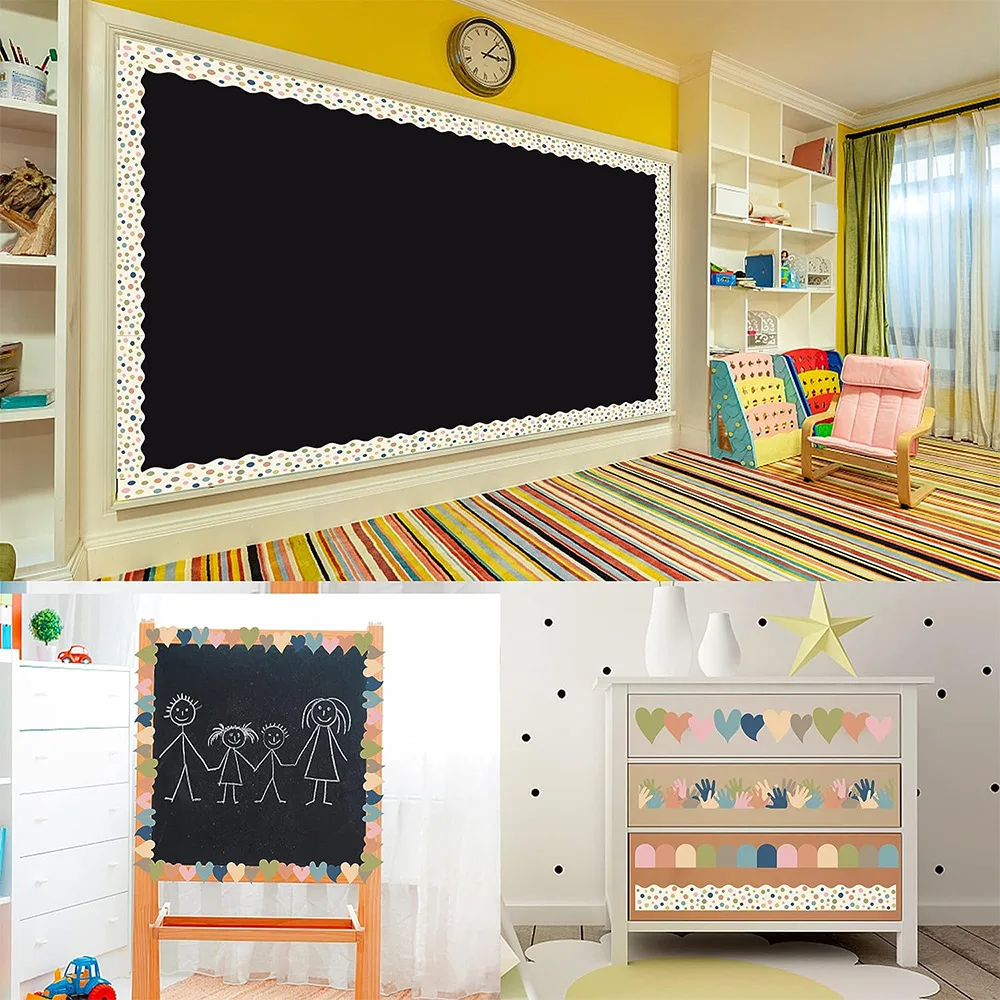 Stylish Boho style border decoration Bulletin board border Stickers Back to School season classroom bulletin board border