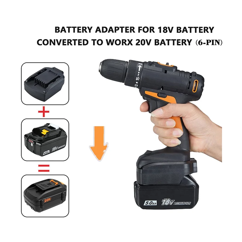 

Адаптер батареи для Makita 18V BL Series, преобразование батареи для WORX 20V 6PIN, преобразователь инструментов для литиевой батареи