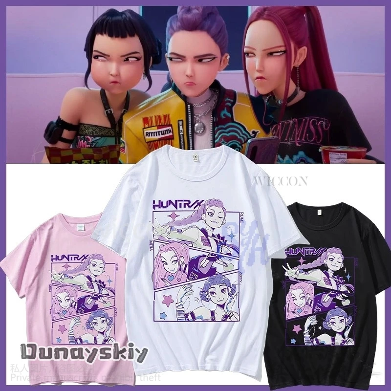 

Аниме Kpop Demon Косплей Huntrix Rumi Mira Zoey Girls Power Korea Groups Kawaii Cute Cartoon Comfort Colors Tshirt Halloween Cos