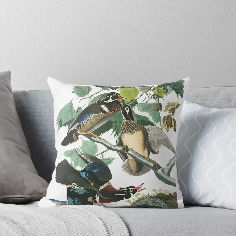 Wood Duck - John James Audubon Throw Pillow Cushions Cover Cushion Child Marble Cushion Cover pillow