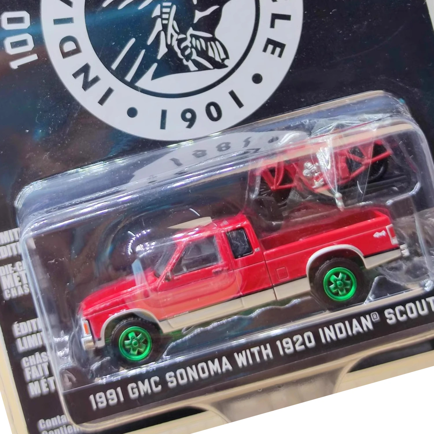 

1:64 1991GMC Sonoma Extended Edition и 1920, Мотоцикл, Green Machine Edition Коллекция игрушек Маленькие подарки Модель Настенный кулон
