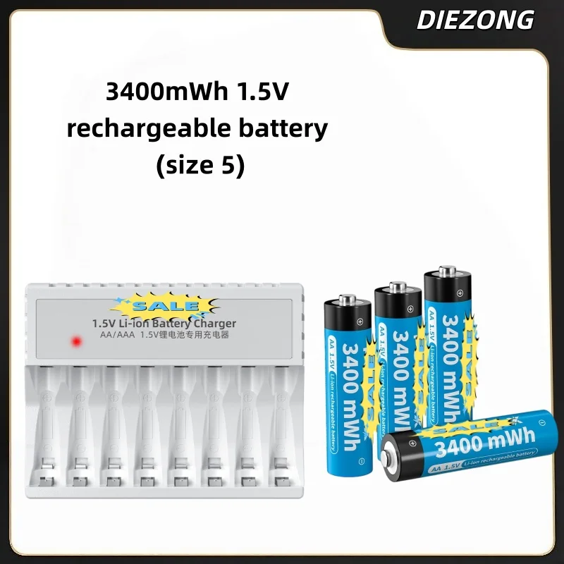 AA 3400mWh 1.5V Li-Ion Rechargeable BatteryCharger Lithium Batteries for Mouse Flashlight Fan Game Machine