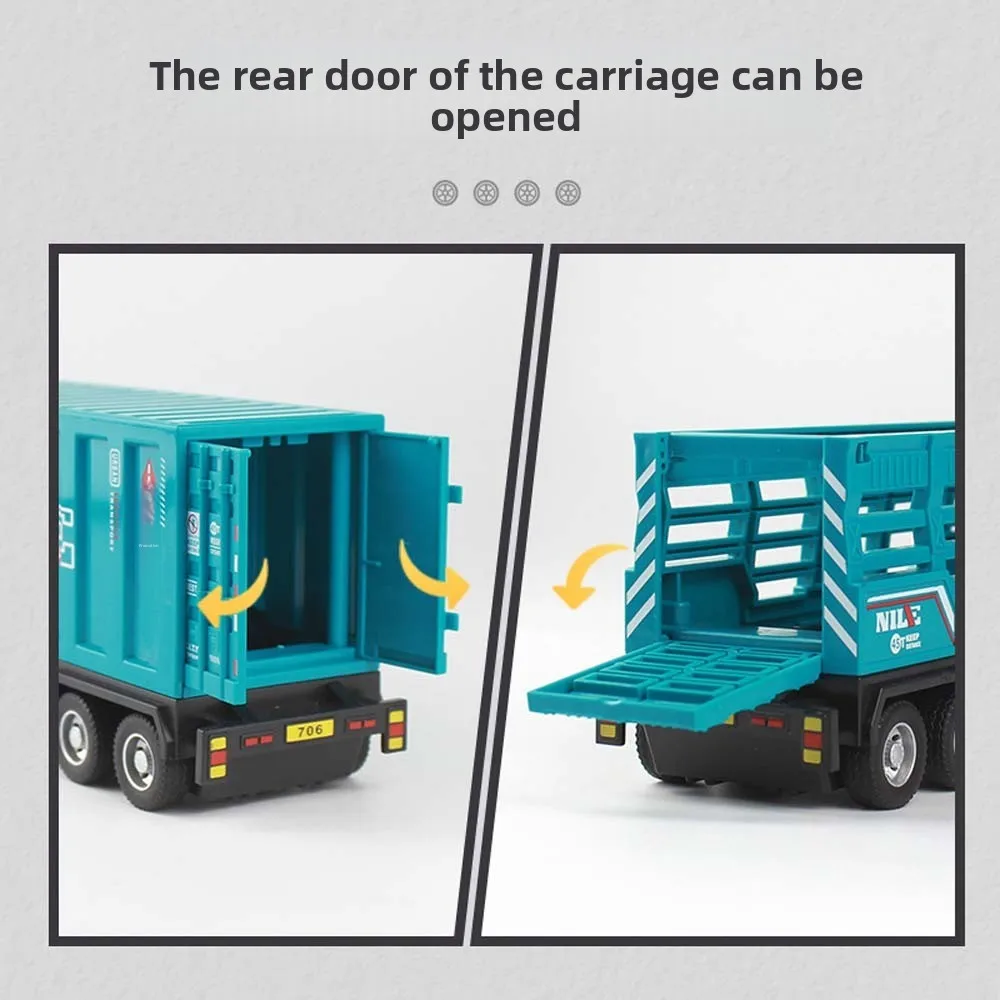 Scale 1:64 Alloy Trailer Model Movable Joint Transport Vehicle Fence Car Toy Pull Back Diecast Metal Model Vehicles