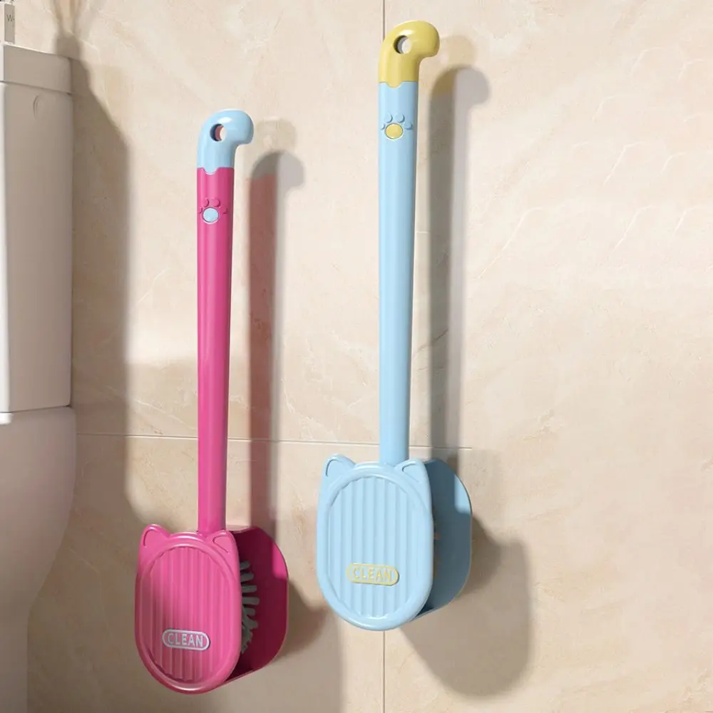 실리콘 화장실 브러시 더블 헤드 교수형 구멍 화장실 스크러버 벽걸이 형 긴 손잡이 화장실 클리너 코너 브러시