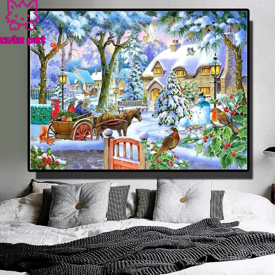 snow house Emeroidery diamond rhinestone painting cross stitch diamond mosaic sale Christmas new arrival full display picture