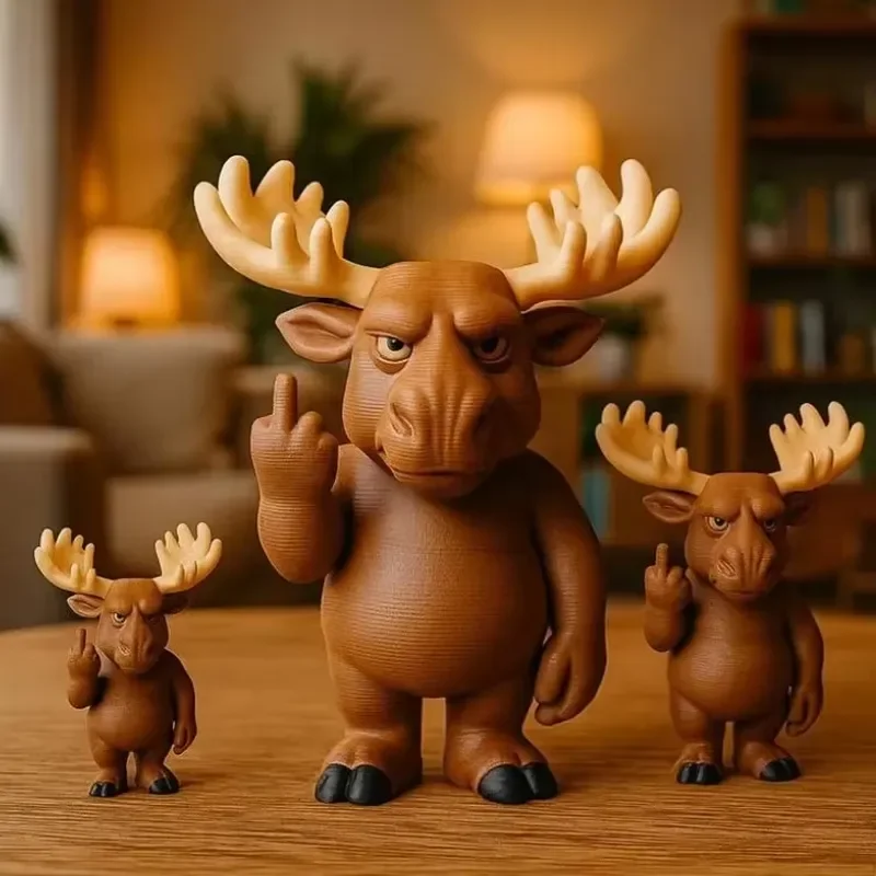 Cross-Border Resin Middle Finger Moose Figurine Home Decoration Ornament