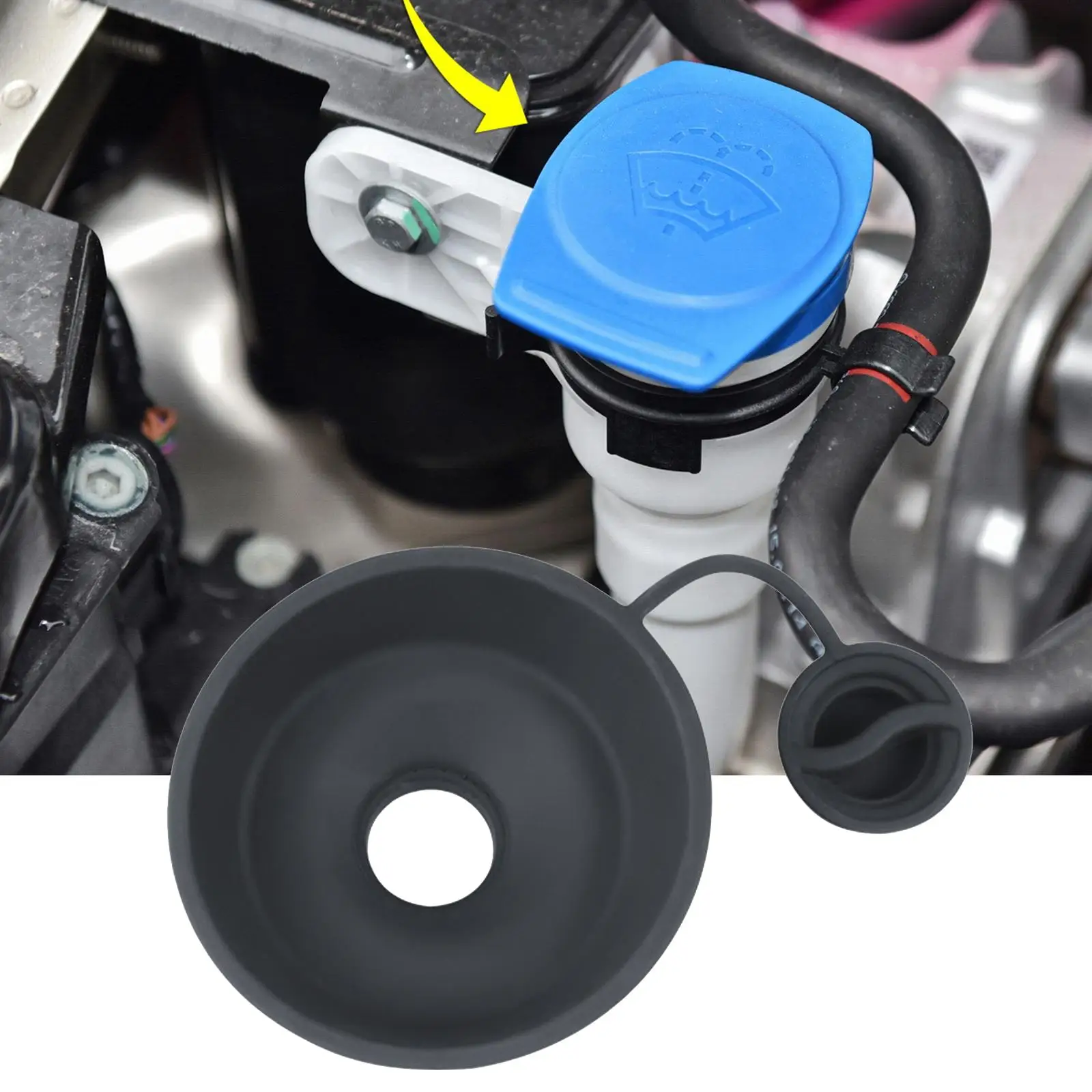 Windshield Wiper Washer Liquid Funnel Silicone Replace Parts with Cap Black for Model Y 3 Accessories High Performance