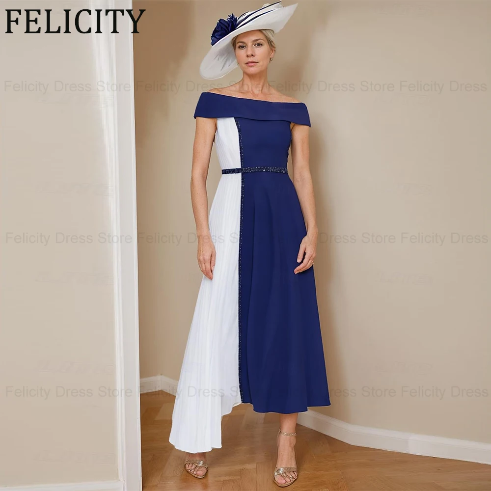 

FELICITY Fashion Mother of the Bride Dress 2024 A-Line Off the Shoulder Beading Belt Wedding Guest Party Dress Long Evening Gown