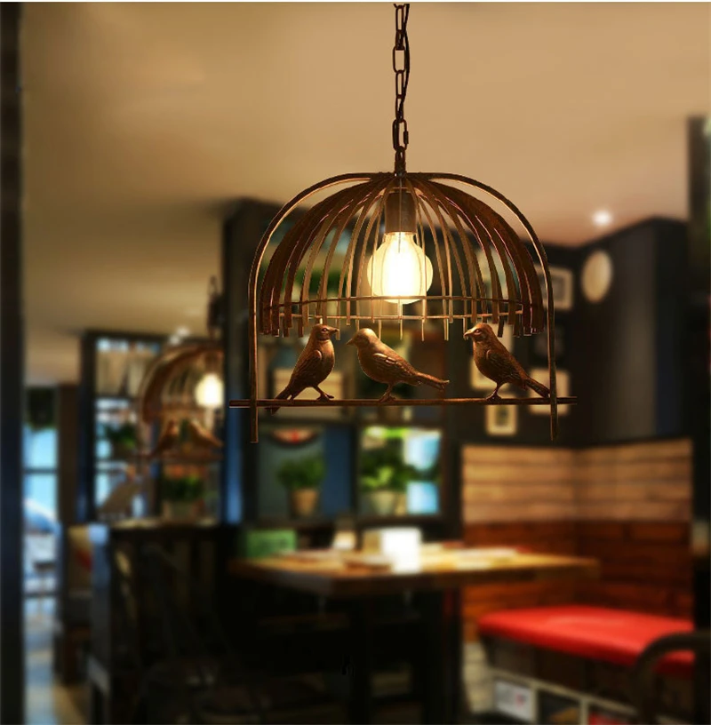 Imagem -06 - Criativo Bird Cage Lighting Chandelier Lâmpada do Teto do Ferro Forjado Bronze Fixture Coffee Bar Restaurante Sala de Jantar Cozinha E27