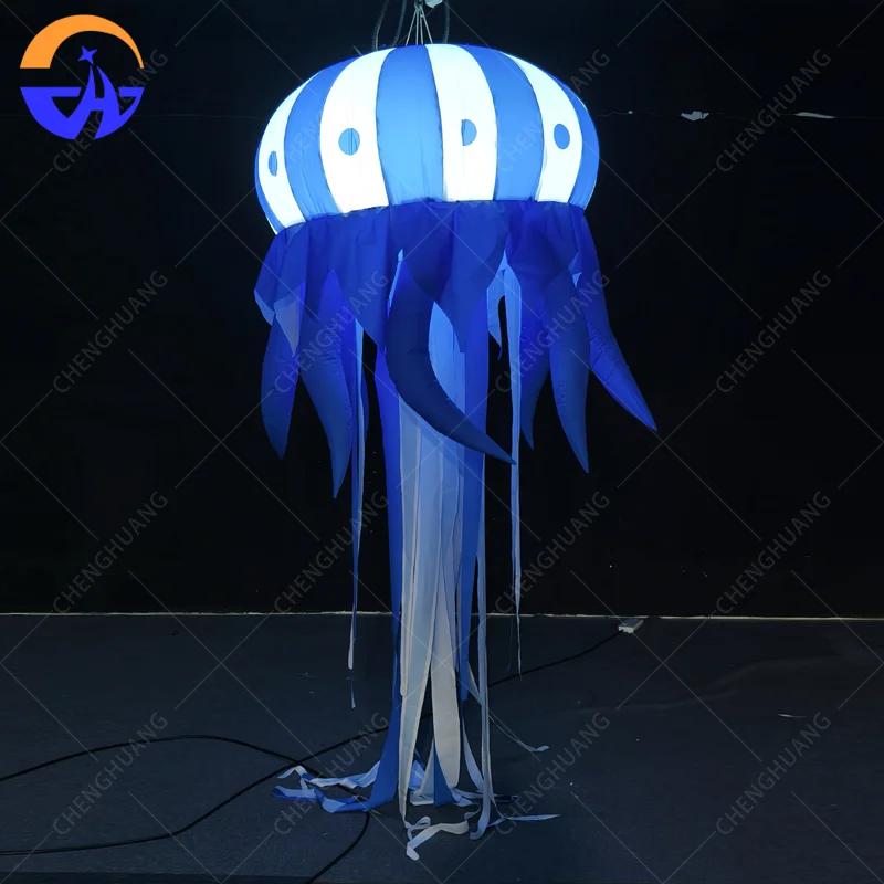 Customized Inflatable Hanging Glowing Jellyfish Model with Blower Oxford Cloth Advertising Activity Prop for Decoration