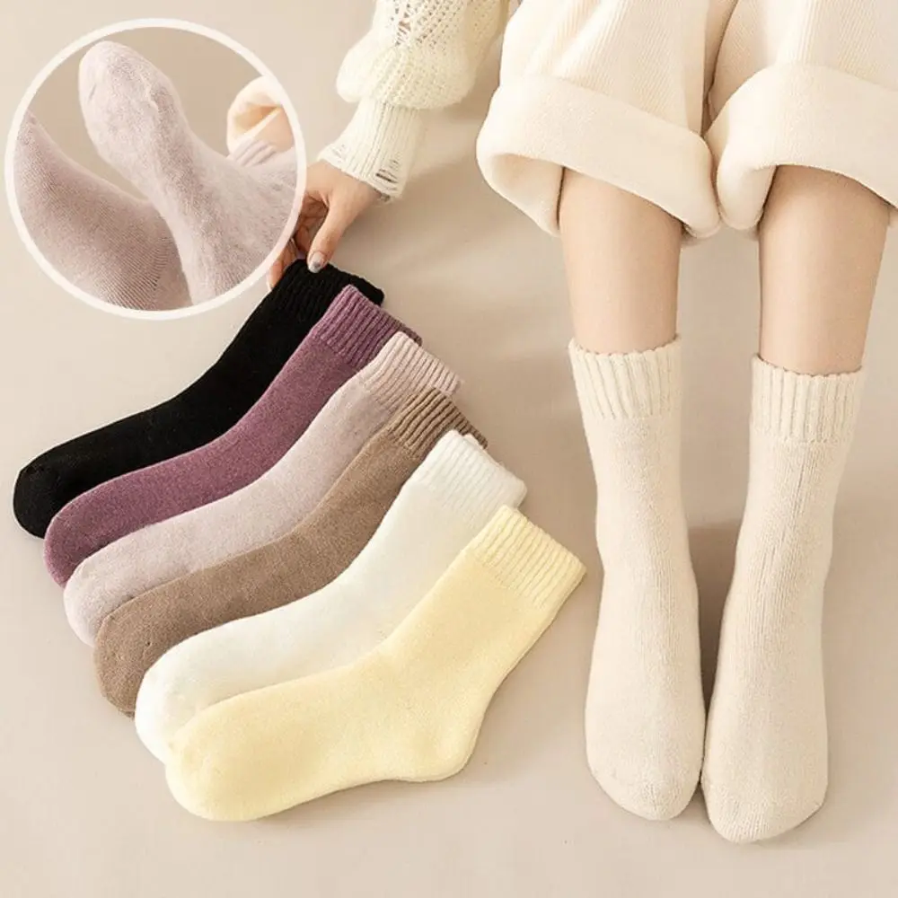 New Polyester Cotton Winter Warmer Thicken Sock Medium Tube Sock Seamless Cashmere Snow Socks Thermal Wool Keep Warm Tool