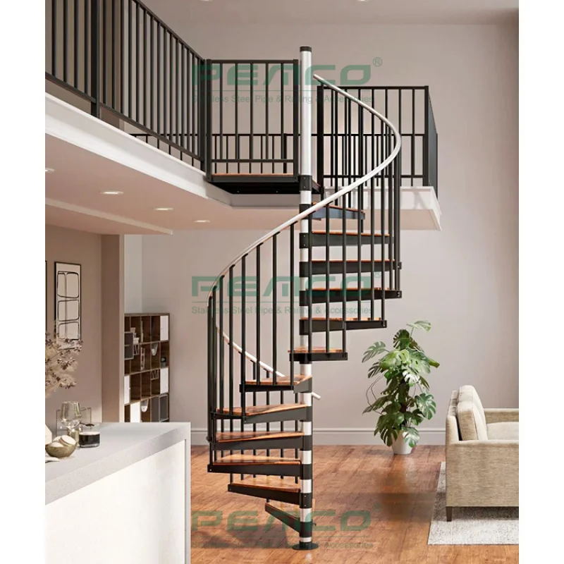 

10 0.Zhang.Custom.Indoor Space Saving Stairs Home Used Staircase Steel Structure Rotate Staircase