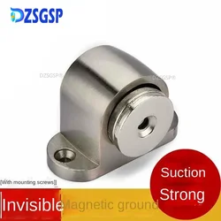 DZSGSP Stopper Door Brushed Door Nickel Hardware Satin Magnetic 1Set Zinc Alloy Door Stop Casting Powerful Floor-mounted Holder