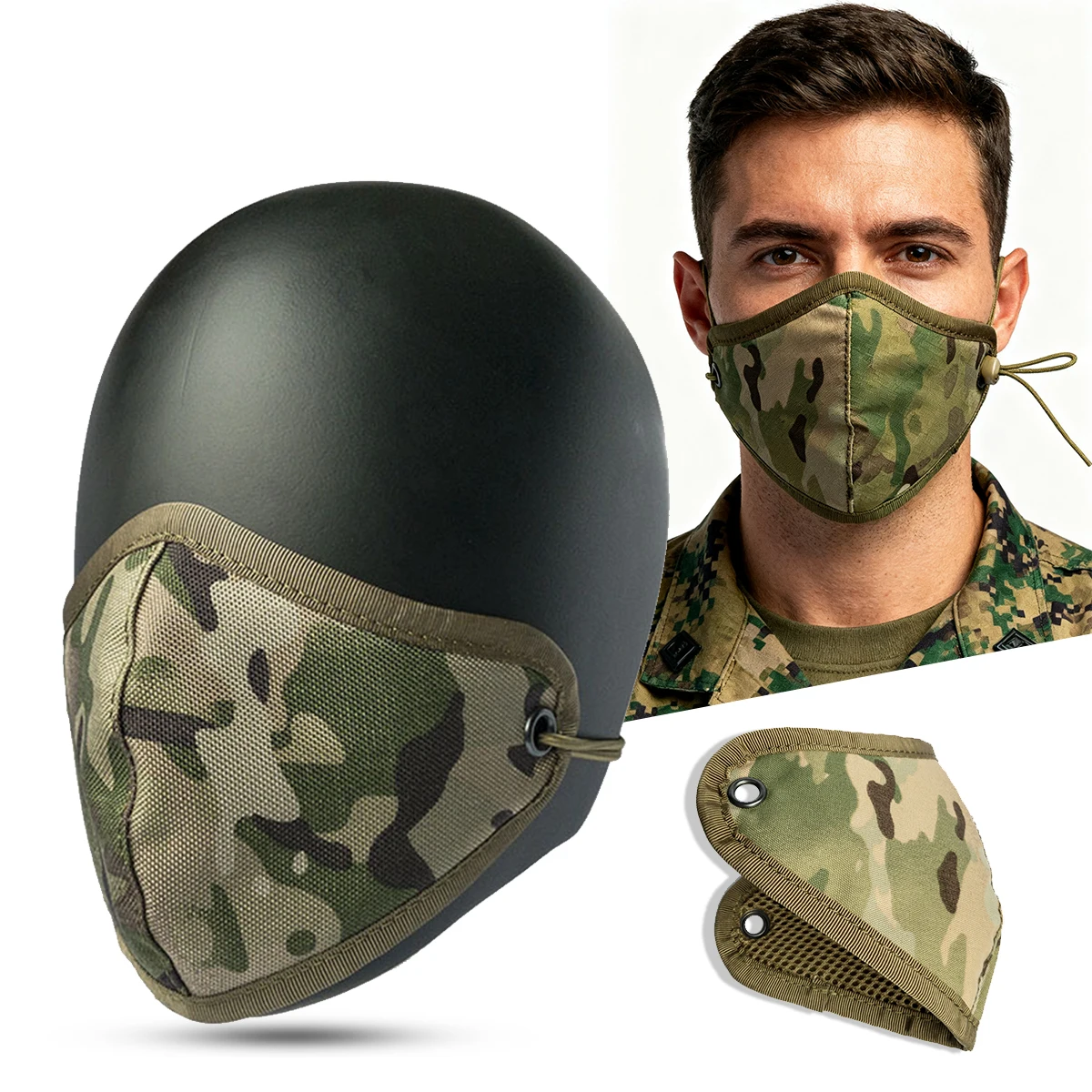 Tactical Camo Field Mask Cycling Protective Cover Windproof Breathable Adjustable Headband for Training Outdoor Hunting Hiking