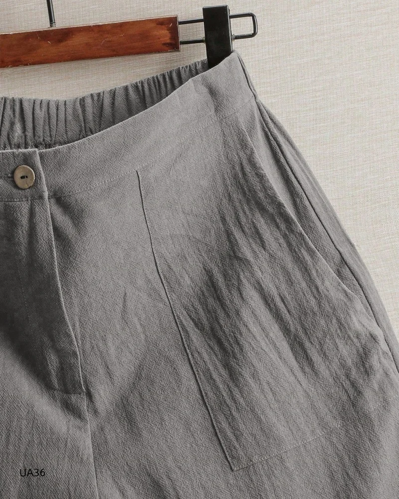 Summer Women's Cotton and Linen Wide Leg Casual Straight Leg High Waisted Shorts, Fashionable Outdoor Sports Pants