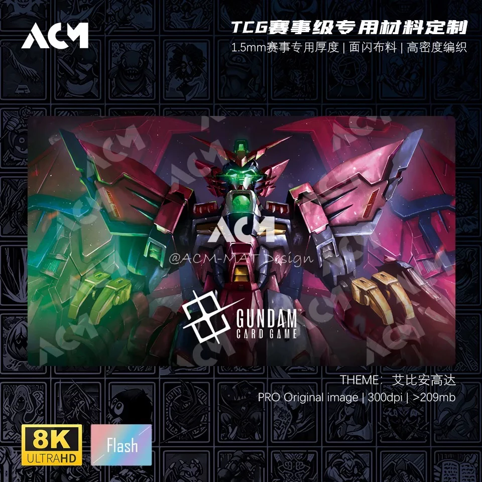 600x350mm Suitable for Card Games Epyon Gundams Flash Surface Fabric Playmat 1.5mmless Edge Single Player Board Game Card Pad
