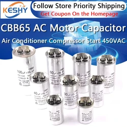 CBB65 AC Motor Capacitor Air Conditioner Compressor Start Capacitor 450VAC 5uF 20uF 25uF 30uF 35uF 40uF 45uF 50uF 60uF 70uF 5%