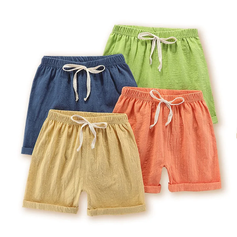 Cotton and Linen Boys Summer Shorts Children\'s Clothing Koren Kids Girls Clothes Teenager Summer Beach Short Pants Kids Clothing