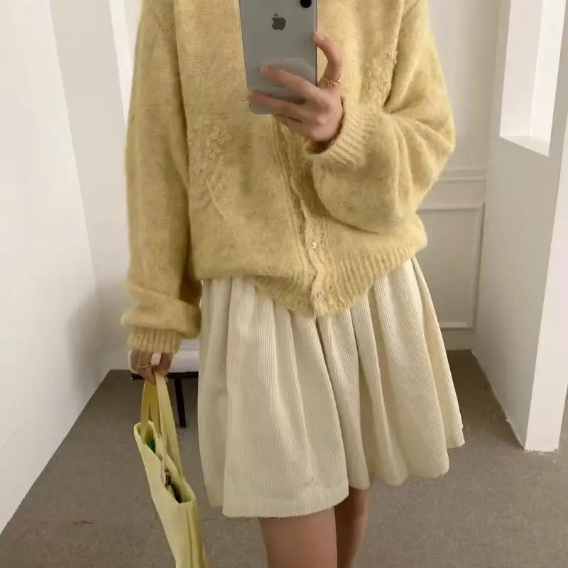 Stickerei Strickjacke Pullover Vintage Strickjacke Strickwaren Mäntel Süße Spitze V-ausschnitt Langarm Weibliche Pullover Herbst Winter