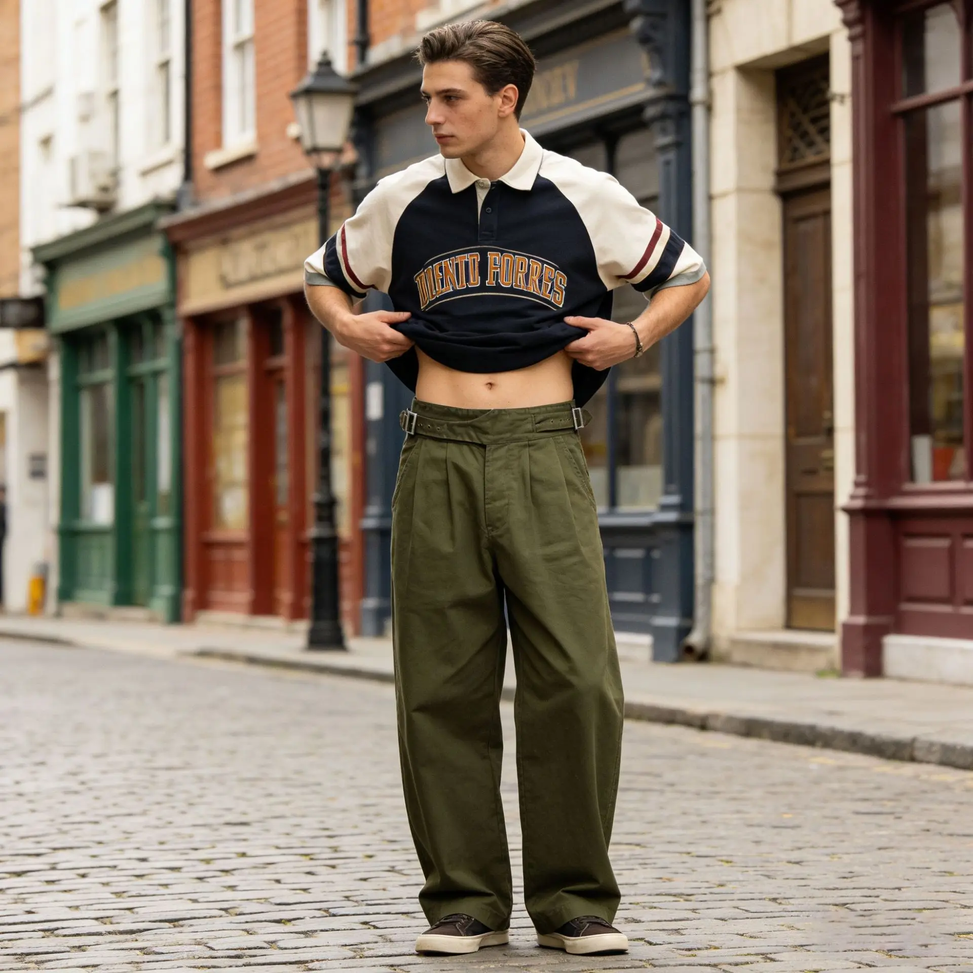 Retro British  Gurkha Khaki Casual Pants Men Loose Long Bermuda Shorts Comfortable Cotton Leisure Trousers for Men