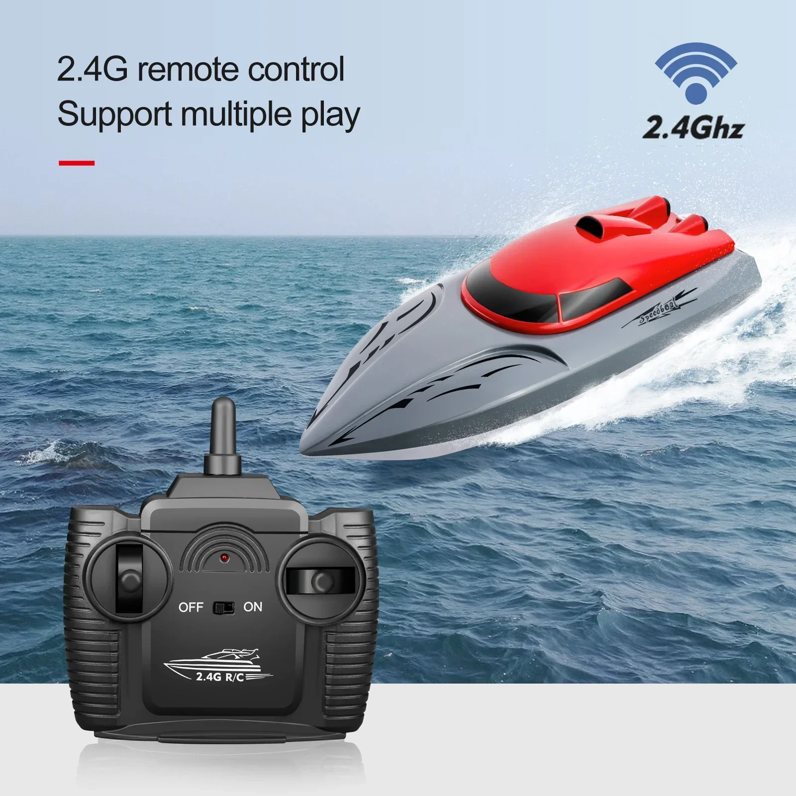 Controle Remoto RC Barco para Crianças, Brinquedos de Proteção Anti-Colisão Impermeável Recarregável, Alta Velocidade, 20 kmph, 2.4G