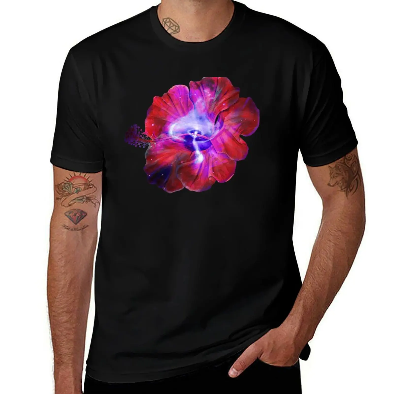Hibiscus Nebula Elegant Flower T-Shirt graphic t shirts for man T-Shirt