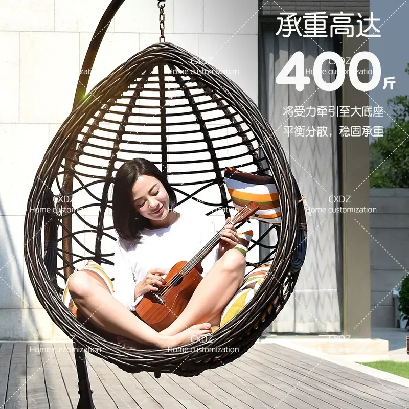 Nordic Single Rocking Chair Swing Balcony Household Lazy Hammock Indoor Leisure Cradle Bird Nest Hanging Rattan Chair