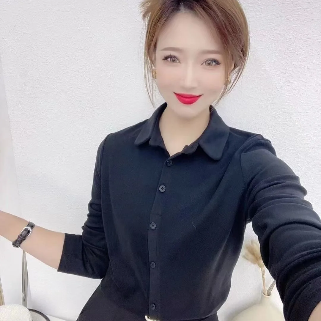 

Double-Sided Fce Long Sve Women's irt Brued Inner Wear Base Layer Autumn Winter New Sle Warmth Polyester Commute ...