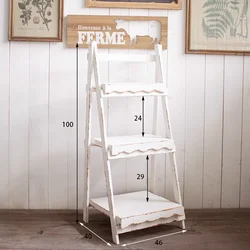 Rustic White Wooden 3-Tier Ladder Shelf: Versatile Display and Storage Solution