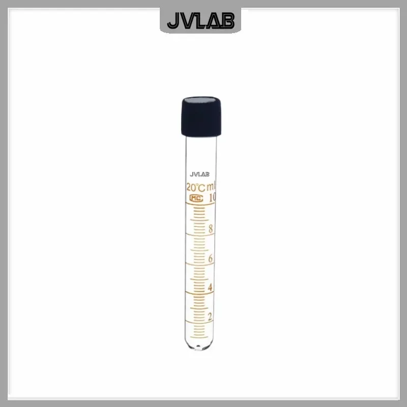 Tubo de centrífuga de vidrio, tubos de ensayo de vidrio de 10 ml con tapa de rosca y tubo de alta temperatura resistente a la escala, diámetro de