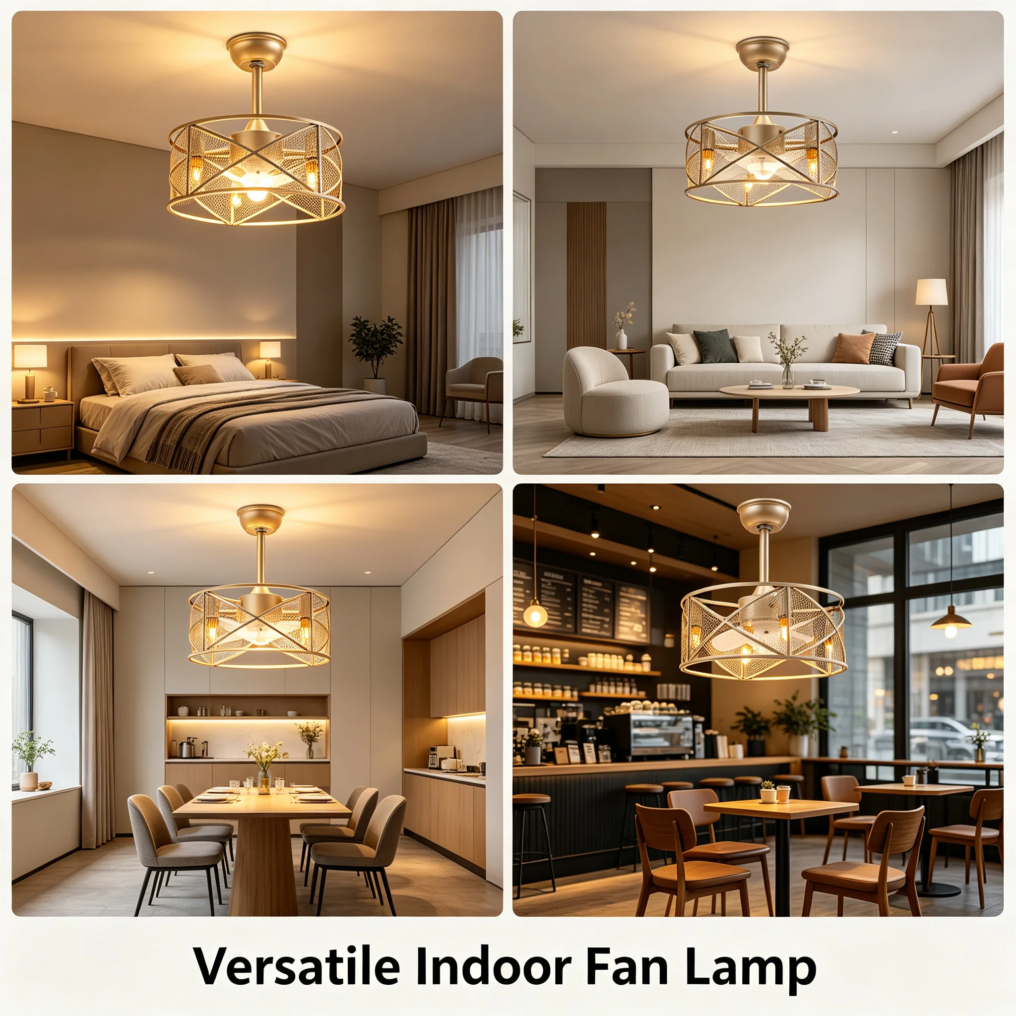 Ceiling Fan Light with Remote Control, 6-Speed Reversible 22W Ceiling Fan with E26 Lamp Holders, Pure Copper Motor, 2 Rod Lengths Included for 5-20m² Rooms, Modern Design