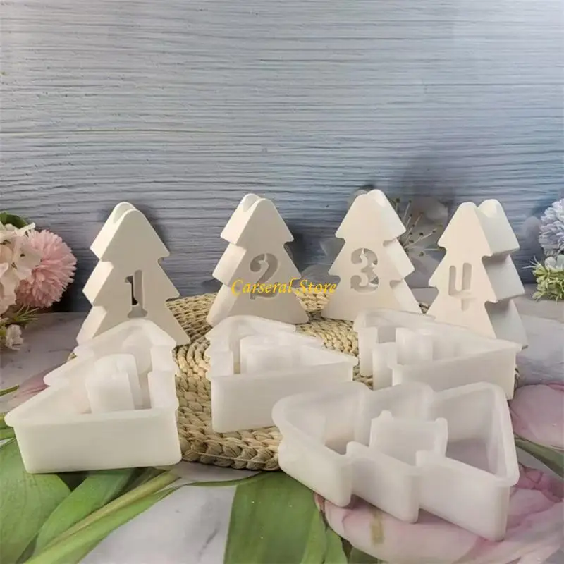 

M4YF Christmas Tree Hollow Number Base Moulds Silicone Texture for Craft