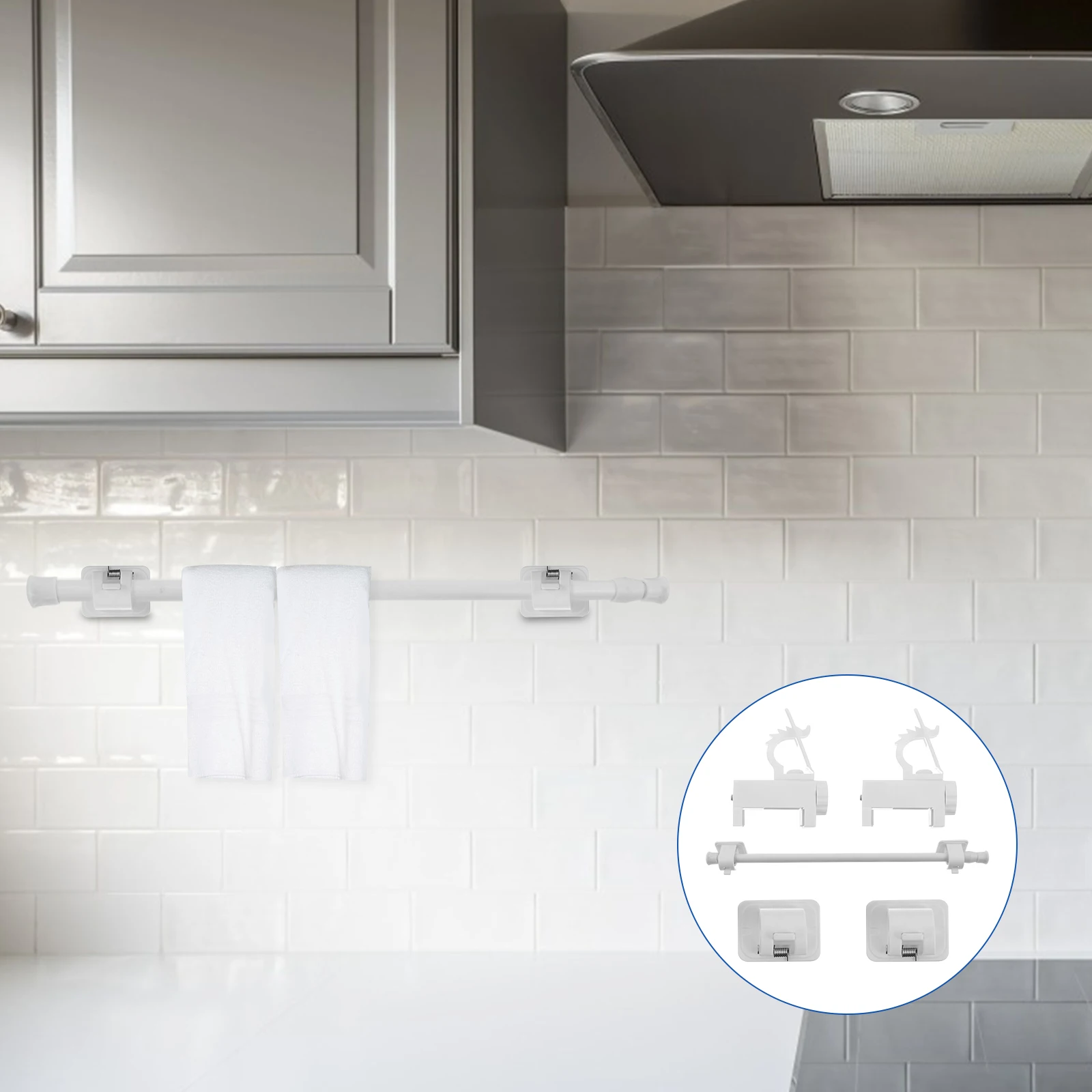 

Punch-Free Telescopic Clothes Rod Heavy Duty Adjustable Shower Curtain Wardrobe Extendable Curtain Rail for Home Balcony