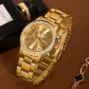 Женские кварцевые бриллиантовые женские наручные часы с браслетом, повседневные часы, золотые/серебряные женские наручные часы