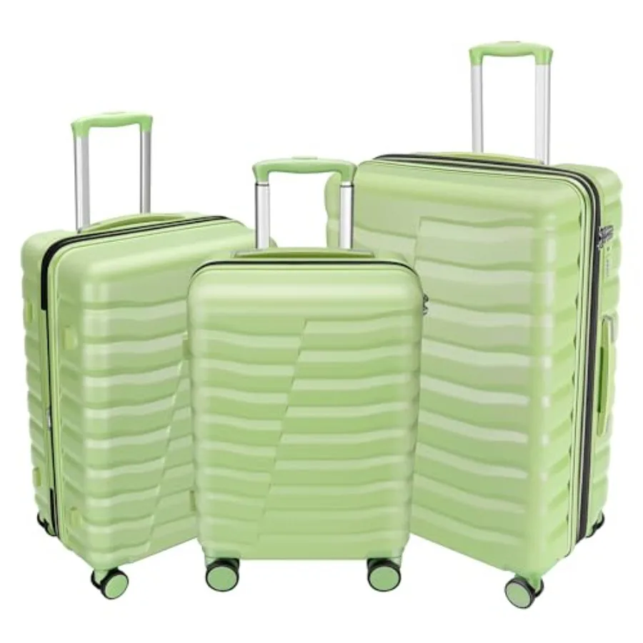

Lightweight Luggage with Spinner Wheels and YKK Zipper, 3-Piece Travel Suitcase ABS+PC Hardshell Luggage Set with TSA Lock, Lig