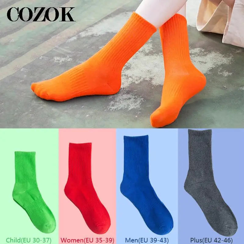 5 Pairs New Soild Colors Cotton Unisex Socks Personality Harajuku Black White Couples Skateboard Casual Sports Socks XL EU45,46