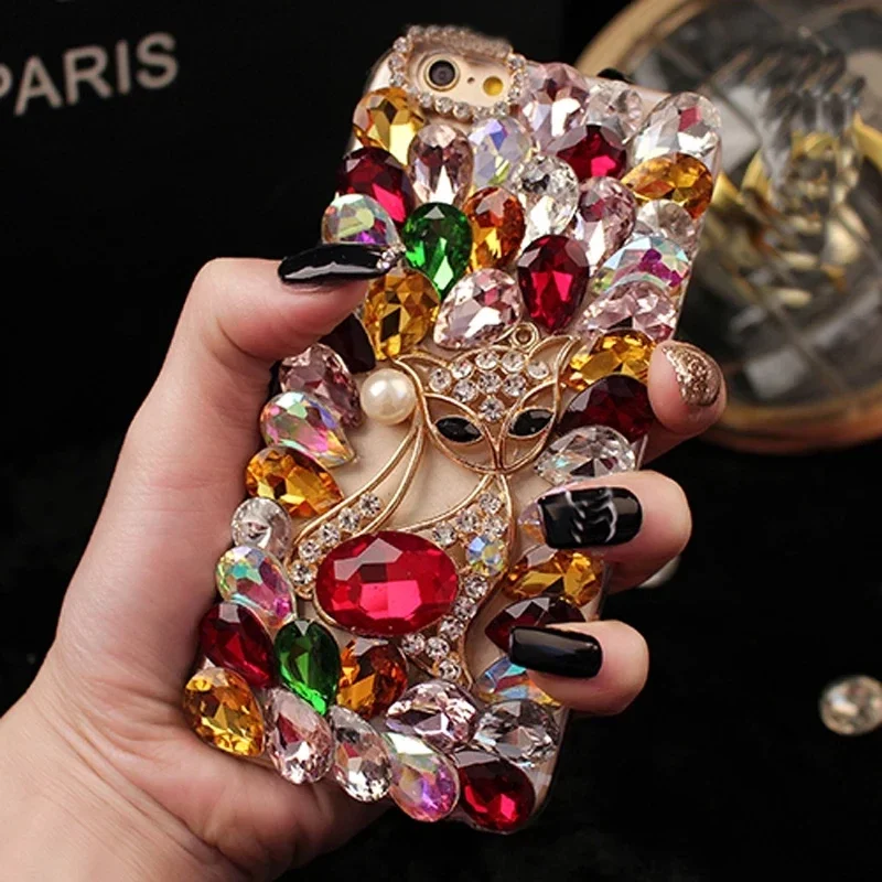 Oneplus Nord Thick Glass Rhinestone Phone Case For One plus N10 N200 9 8 7 7T Pro 6 Cases Handmade Crystal Diamond Coque viv