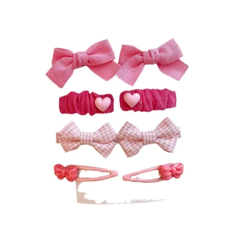 8pcs/set Sweet Pink Color Hair Clip for Kids Girl Aesthetic Floral Bow Style Chic Hair Pin for Toddler Lovely Hair Accessories