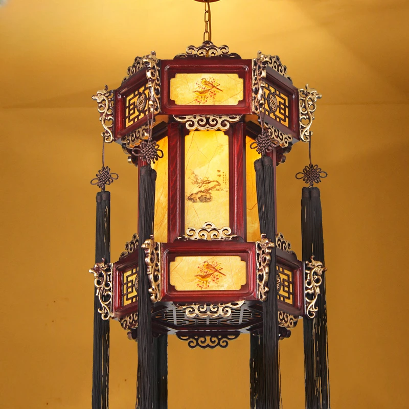 

Neoclassical Chinese chandeliers carved with solid wood lanterns Palace lanterns hallway teahouse restaurant lamps