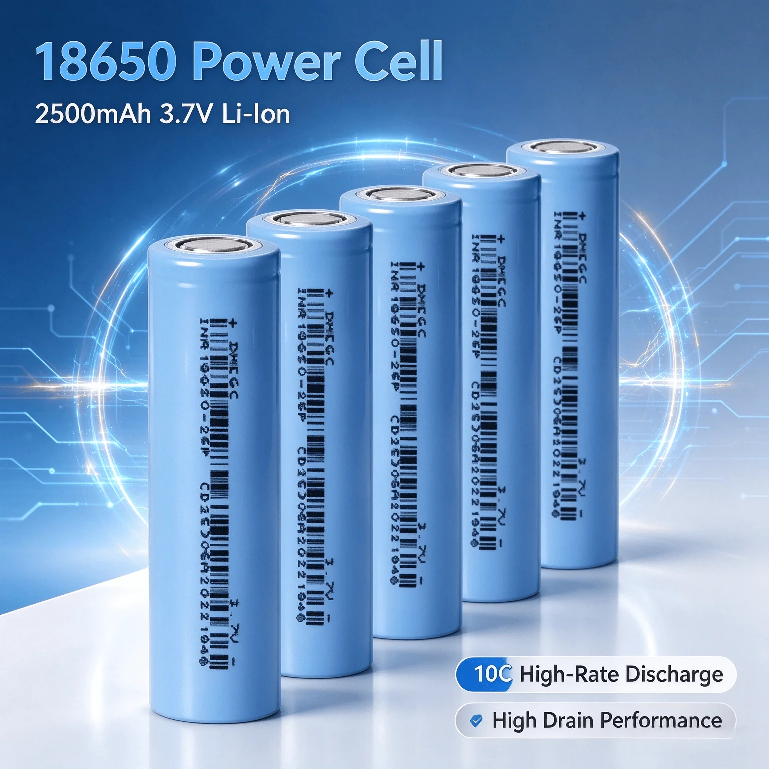 18650 Power Cell, 2500mAh 3.7V Li-Ion, 10C High-Rate Discharge, 4-28Pcs, Built for Demanding High-Drain Applications