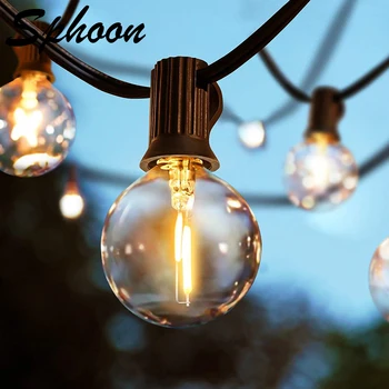 25FT 50FT G40 Fairy String Lights Outdoor Clear Glass Bulbs E12 Socket EU Plug Dimmable…