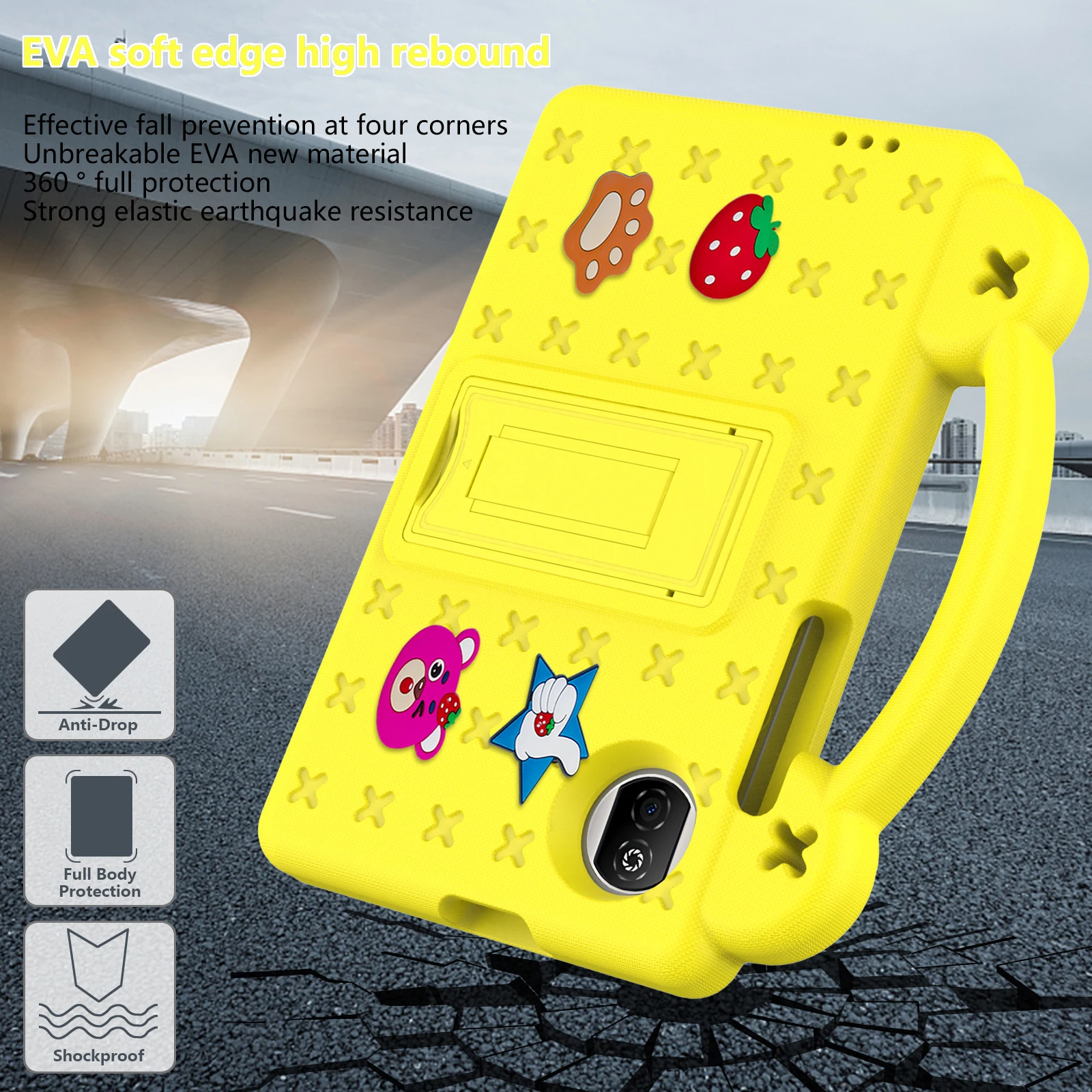 Cartoon EVA Case for Honor Pad X7 8.7'2025 Kids Students Kids Children Drop-proof Tablet Stand Cover Shell with Shoulder Strap