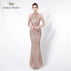 Prom Long Elegant Dresses  Halter  Sequin  Mermaid Prom Dress  Vestidos De Fiesta Evening Dresses Customized