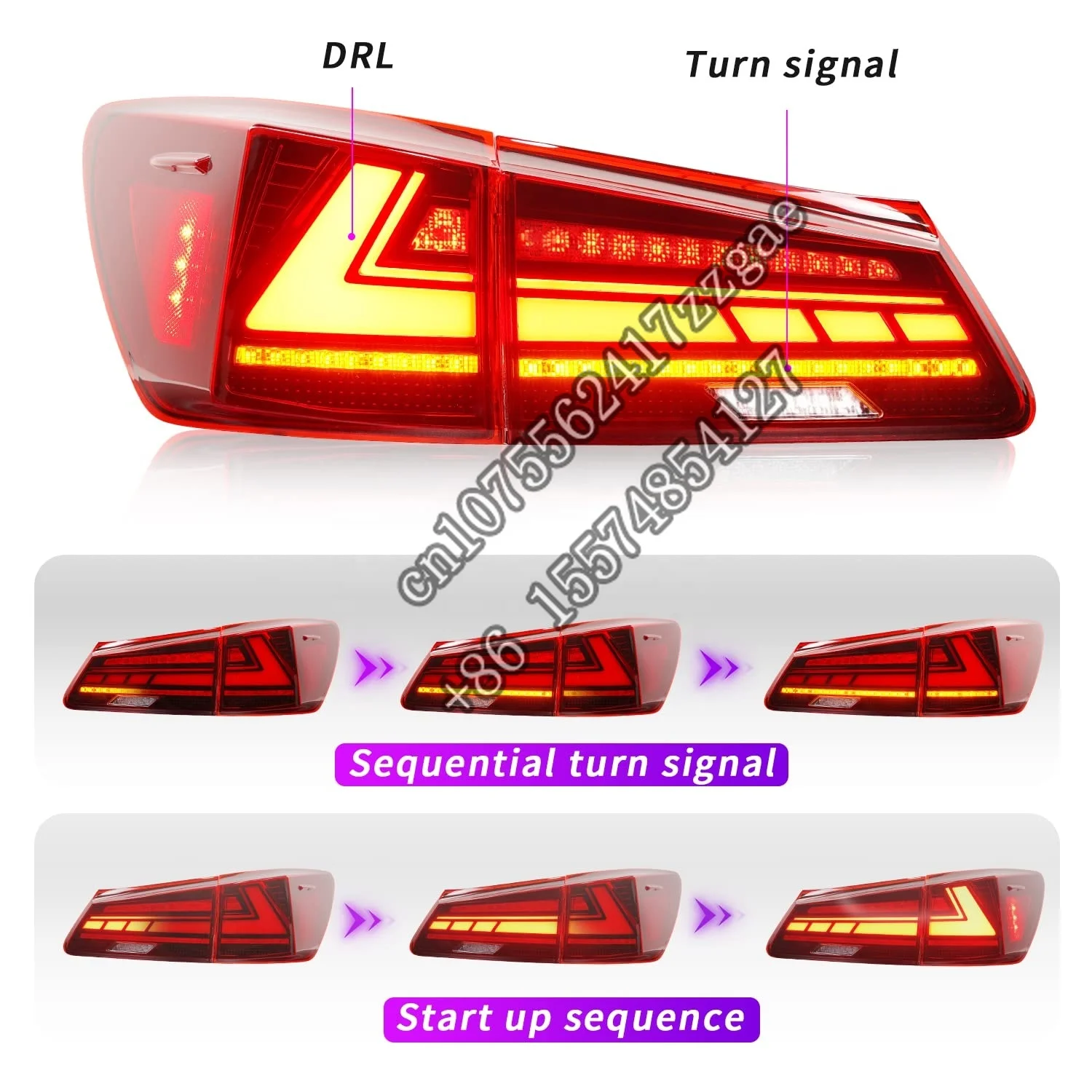 Full LED Tail Lights Assembly for Lexus Sedan IS250/IS350/IS220d/ISF 2006-2012 Taillamp