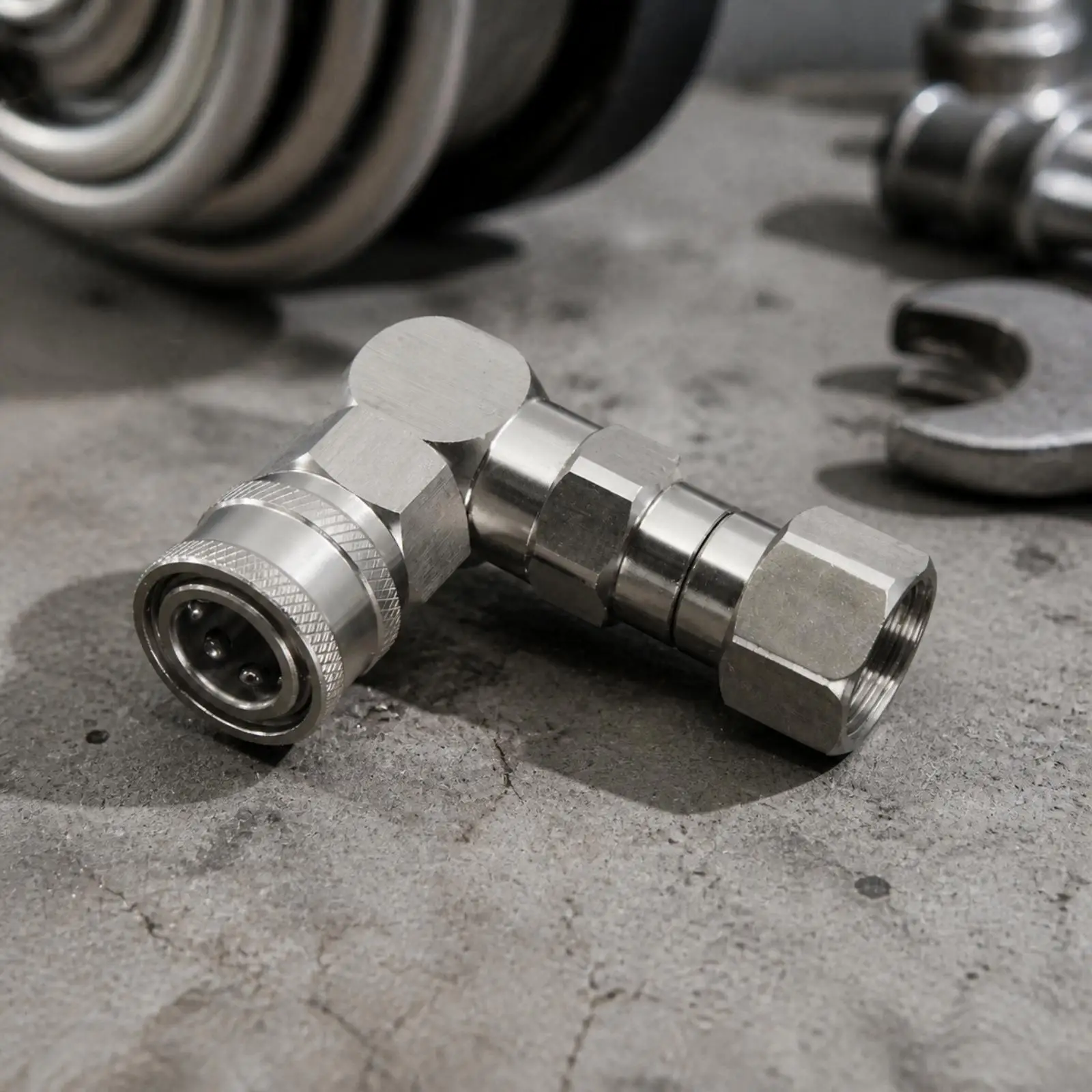 Swivel Joint Reel Right Angle Hose Fitting for Maintenance Work Car Wash Metal Connector