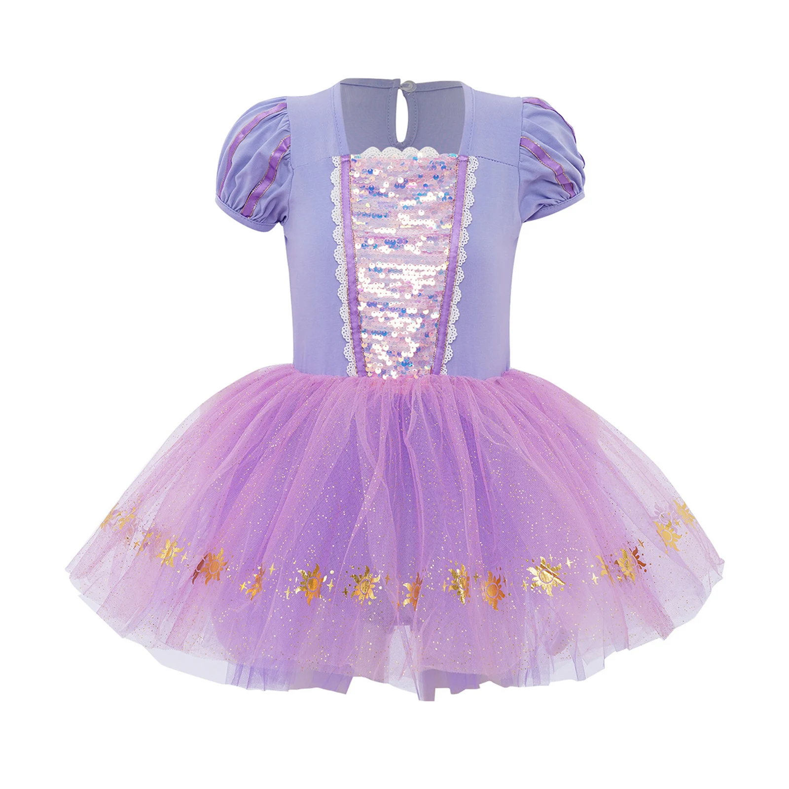 

Kids Girls Ballet Dance Recital Outfit Tulle Tutu Dress with Sparkle Puff Sleeves Halloween Princess Roleplay Party Wear