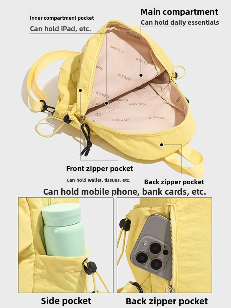 حقيبة سفر كاجوال خفيفة الوزن ومتعددة الاستخدام من Bapa ex حقيبة صغيرة مزدوجة الكتف مناسبة بسيطة للمشي لمسافات طويلة والأنشطة الترفيهية