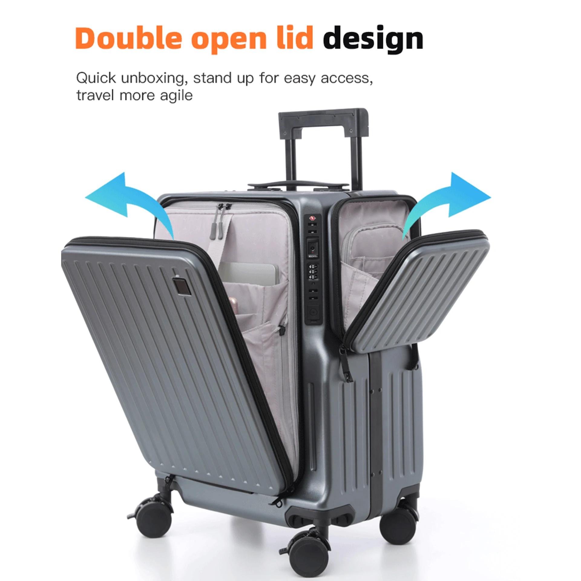 حقيبة SUSHIMU بسحاب أمامي جديدة ذات سعة كبيرة ووظائف متعددة. إنها حقيبة مقاس 20 بوصة للرجال،