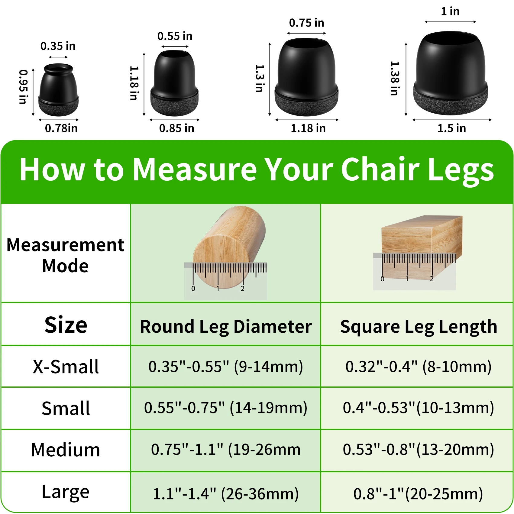 16PCS 의자 다리 보호대 실리콘 두꺼운 랩 펠트 가구 다리 패드 바닥을 긁힘과 소음으로부터 보호하기위한