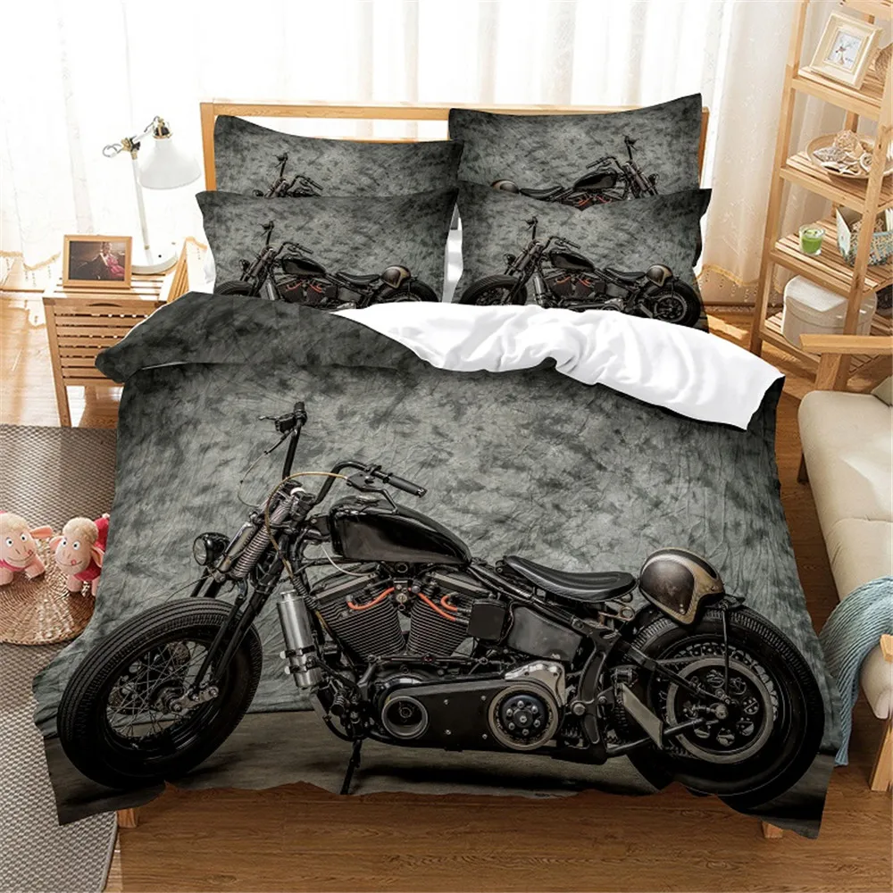 

3D Motorcycle Bedding Set Queen Bedding Duvet Cover Set Bedding Set Bed Cover Cotton Queen Bedroom Bed Cover Set Bed Set Bedding